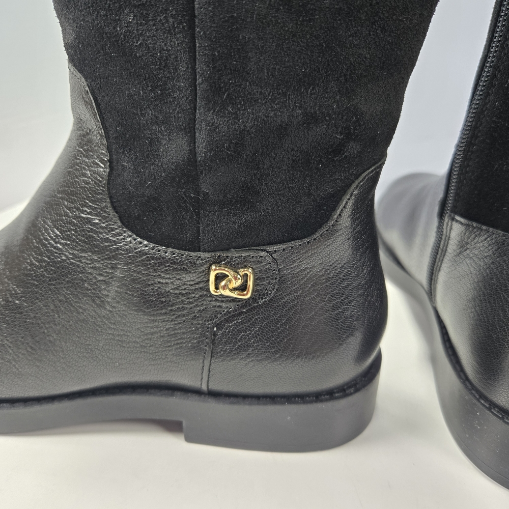 AEROSOLES Taba Black Suede Knee-High Two Zipper Expand Calf Riding Boot Size 7.5 - Picture 9 of 13